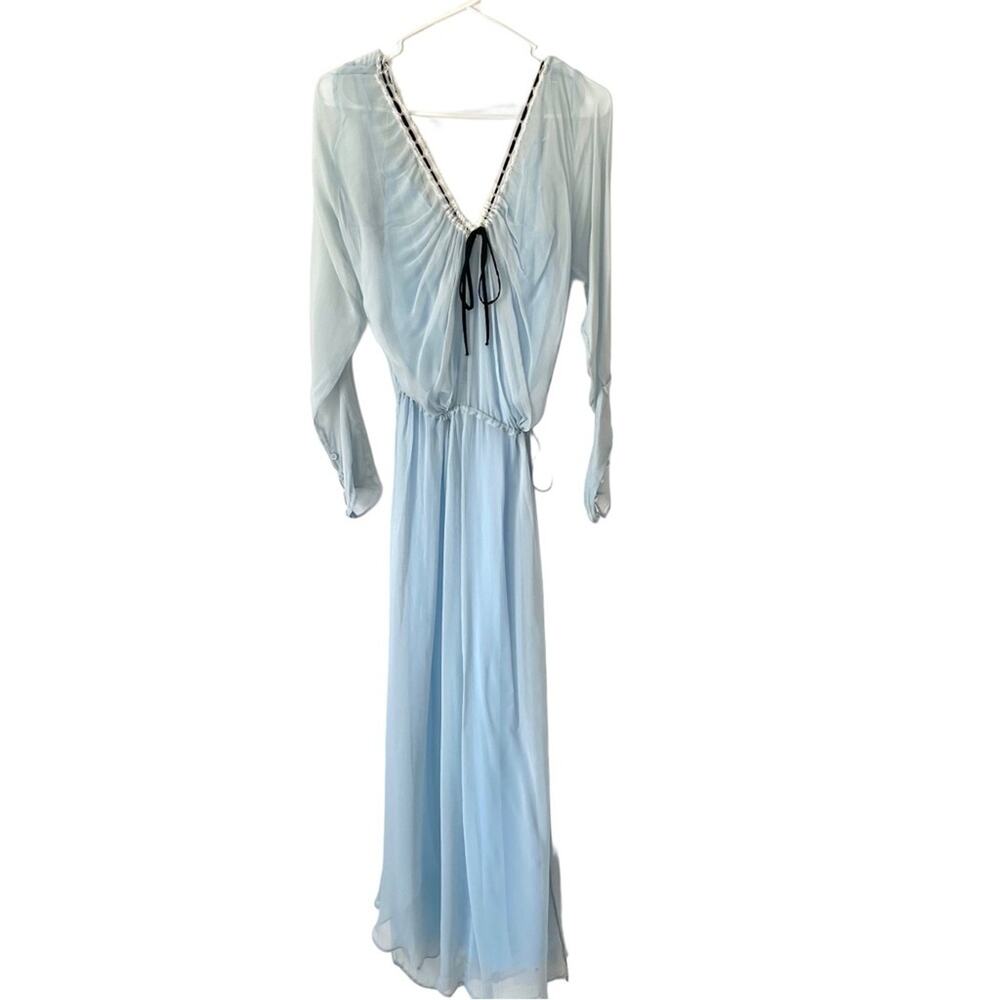 Zara NWTs Elegant Sheer Chiffon Blue Nightgown size small - Picture 7 of 13